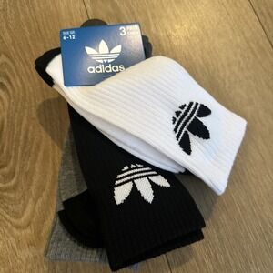 ADIDAS Men's 6-12 (3 Pairs) Various Colors Logo‎ Cushioned Crew Socks NEW